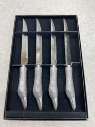 Set Of 4 Pewter Duck Knives