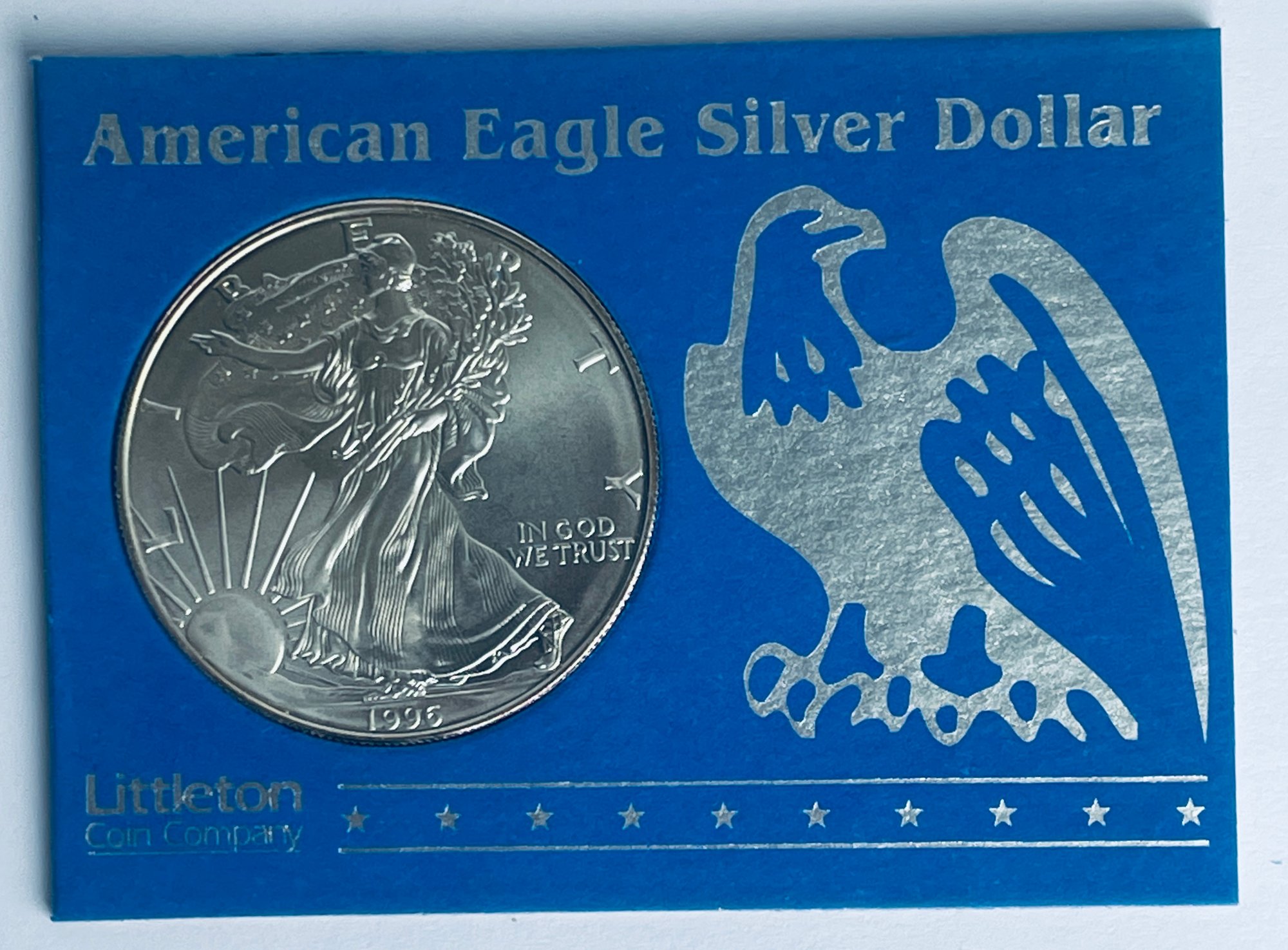 1996 US SILVER AMERICAN EAGLE 1 0ZT 99.9 FINE SILVER DOLLAR COIN