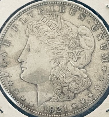 1921 MORGAN SILVER DOLLAR COIN - IN FLIP