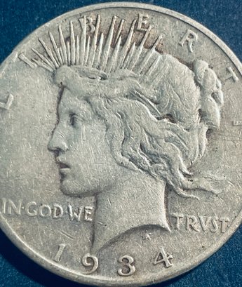 1934-S PEACE SILVER DOLLAR COIN - KEY DATE!