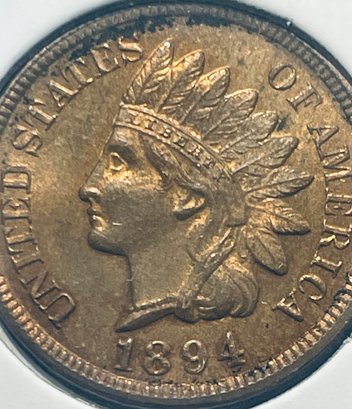 1894 INDIAN HEAD CENT PENNY COIN - RED BEAUTY - IN FLIP