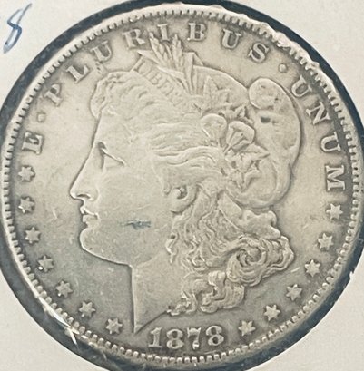 1878-S MORGAN SILVER DOLLAR COIN - AU - IN FLIP
