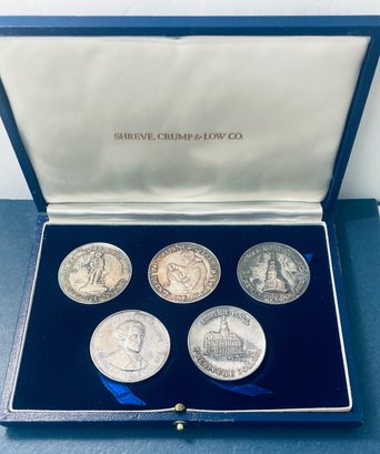 SHREVE CRUMP & LOW 1776- 1976 CENTENNIAL 1 OZT. .999 FINE SILVER ROUNDS IN BOX!