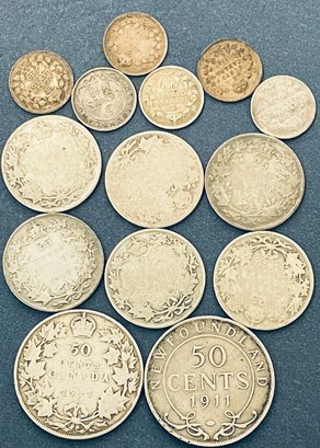 LOT OF VERY OLD CANADIAN 92.5 PERCENT SILVER COINS - $3 FACE VALUE