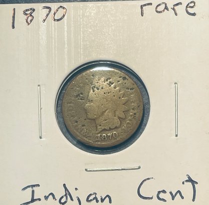 1870 INDIAN HEAD CENT PENNY COIN - RARE DATE - IN FLIP
