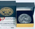 LIMITED EDITION-AMERICAN ANCIENTS SERIES-WASHINGTON-3 OZT .999 FINE SILVER-HAND-HAMMERED EDGE PATINA FINISH