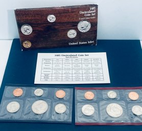 1985 US MINT UNCIRCULATED COINS SET - 12 COIN SET - P & D MINT