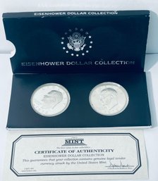 THE EISENHOWER DOLLAR COLLECTION - INCLUDES: (2) 1972 EISENHOWER DOLLAR COINS IN DISPLAY BOX