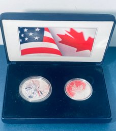 UNITED STATES MINT & ROYAL CANADIAN MINT - 2019 PRIDE OF TWO NATIONS-LIMITED EDITION TWO-COIN SET- BOX & CASE