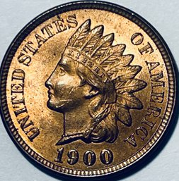 1900 INDIAN HEAD CENT PENNY COIN - BU / BRILLIANT UNCIRCULATED - RED LUSTER!