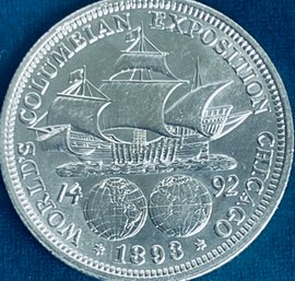 1893 COLUMBIAN EXPOSITION US COMMEMORATIVE 90 PERCENT SILVER HALF DOLLAR FIFTY CENT COIN - BU/BRILLIANT UNC