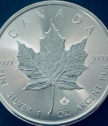 2012 1 OZT. .9999 FINE SILVER CANADA MAPLE LEAF 5 DOLLAR SILVER ROUND COIN - WHITE SPOT - SEE PICTURES
