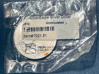 2012 US SILVER AMERICAN EAGLE - 1 0ZT 99.9 FINE SILVER DOLLAR COIN - IN SEALED PLASTIC