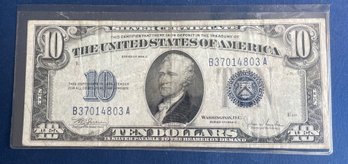 SERIES 1934 C $10 TEN DOLLAR BLUE SEAL SILVER CERTIFICATE
