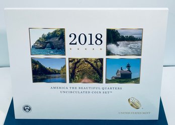 UNITED STATES MINT 2018  AMERICAN THE BEAUTIFUL QUARTERS COINS- UNCIRCULATED COIN SET - IN OGP