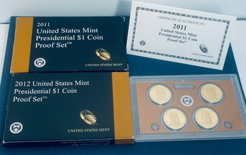 LOT (2) 2011 & 2012 UNITED STATE MINT PRESIDENTIAL $1 COIN PROOF SETS-INCLUDES: 8 PRESIDENTIAL $1 COINS