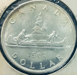 FOREIGN SILVER COIN - 1962 CANADA SILVER DOLLAR COIN - .800 SILVER