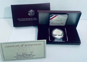 UNITED STATES MINT 1995 SILVER ONE DOLLAR PROOF ATLANTA CENTENNIAL OLYMPIC GAMES COIN - IN BOX, CASE  W/ COA