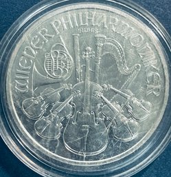 2008 AUSTRIAN PHILHARMONIC 1.5 EURO 1 OZ. .999 FINE SILVER BULLION COIN - IN PLASTIC CAPSULE