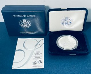 2008 W SILVER AMERICAN EAGLE PROOF .999 ONE TROY OUNCE DOLLAR COIN IN BOX & CASE!