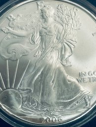2006 SILVER AMERICAN EAGLE ONE OZT 99.9 PERCENT FINE SILVER ROUND COIN IN PLASTIC CAPSULE