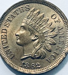 1862 INDIAN HEAD CENT PENNY COIN - RED - BU / BRILLIANT UNCIRCULATED!  AMAZING COIN!