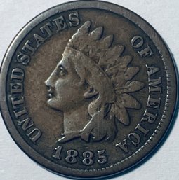1885 INDIAN HEAD CENT PENNY COIN - SEMI-KEY DATE!