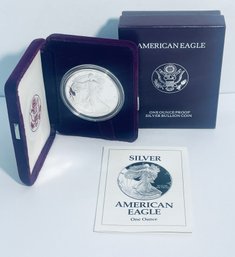 1993 US SILVER AMERICAN EAGLE PROOF .999 ONE TROY OUNCE DOLLAR COIN IN BOX & CASE!