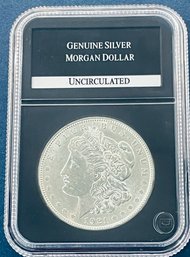 1921 MORGAN SILVER DOLLAR COIN - BU / BRILLIANT UNCIRCULATED - IN PLASTIC CASE