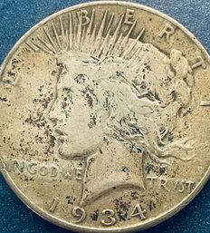 1934 PEACE SILVER DOLLAR COIN - KEY DATE!