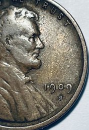 1909-S LINCOLN WHEAT CENT PENNY COIN - VERY RARE! - VG PLUS!