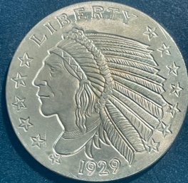 COLLECTOR BULLION - 1929 LIBERTY INDIAN HEAD SILVER BULLION COIN- ONE OZT .999 FINE SILVER ROUND