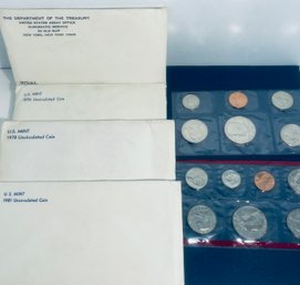 LOT (4) US MINT UNCIRCULATED COIN SETS - 1972, 1976, 1978, & 1981 - ORIGINAL ENVELOPES - INCLUDES 48 COINS