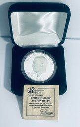 FIRST COMMEMORATIVE MINT - 1971 40 PERCENT SILVER PROOF EISENHOWER DOLLAR COIN - IN DISPLAY CASE