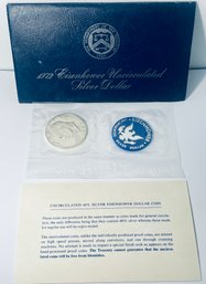 1972-S 40 PERCENT SILVER UNCIRCULATED EISENHOWER SILVER DOLLAR - ORIGINAL BLUE ENVELOPE