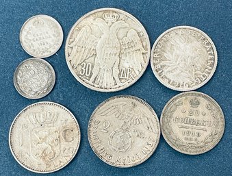 FOREIGN SILVER COIN LOT OF (7) COINS - GREAT MIX - SEE PICTURES
