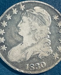 1830 CAPPED BUST SILVER HALF DOLLAR 50 CENT COIN - XF!
