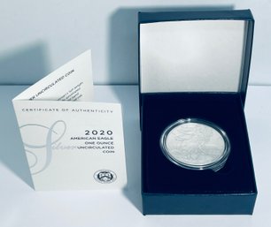 2020 US MINT SILVER AMERICAN EAGLE .999 ONE TROY OUNCE DOLLAR UNCIRCULATED SILVER COIN IN BOX!