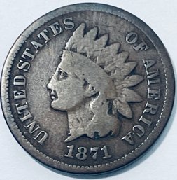 1871 INDIAN HEAD CENT PENNY COIN -KEY DATE!