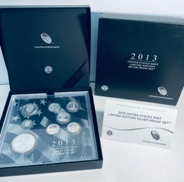 2013 UNITED STATES MINT LIMITED EDITION SILVER PROOF SET W/ BOX & COA - IN SEALED PLASTIC