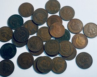 LOT (30) INDIAN HEAD CENT PENNY COINS -26 UNIQUE DATES - GREAT MIX - SEE PICTURES