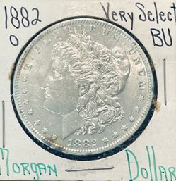 1882-O MORGAN SILVER DOLLAR COIN- BU / BRILLIANT UNCIRCULATED! - IN FLIP