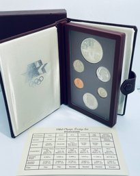 1984 OLYMPIC SILVER DOLLAR PRESTIGE SET - IN CASE, BOX W/ COA - OGP