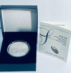 2019 US MINT SILVER AMERICAN EAGLE .999 ONE TROY OUNCE DOLLAR UNCIRCULATED SILVER COIN IN BOX!