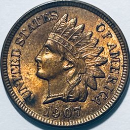 1907 INDIAN HEAD CENT PENNY COIN - RED / BROWN - UNCIRCULATED!