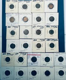 LOT (25) INDIAN HEAD CENT PENNY COINS- IN FLIPS - NICE MIX OF DATES