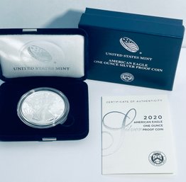 2020 SILVER AMERICAN EAGLE PROOF .999 ONE TROY OUNCE DOLLAR COIN IN BOX & CASE!