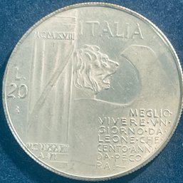ITALY  20 LIRE / 10TH ANNIVERSARY - END OF WW1 1928