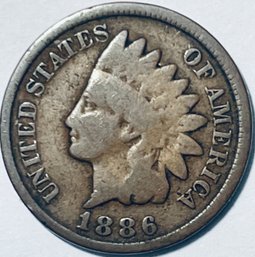 1886 INDIAN HEAD CENT PENNY COIN - SEMI-KEY DATE!