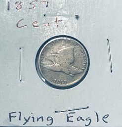 1857 FLYING EAGLE CENT PENNY COIN IN FLIP